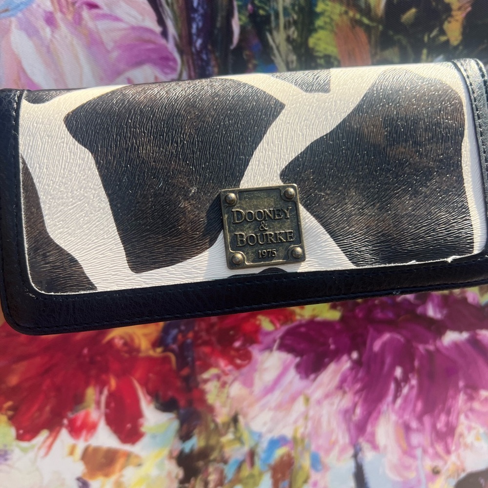 Dooney & Bourke Black and White Cowhide Print Wallet